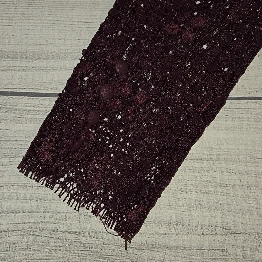 Free People Honey Honey Lace Long Sleeve Mini Dress Burgundy/Purple Size 12 NWOT